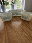 Vintage Pyrex Amish Butter Print Refrigerator 3 Pc Dish Set