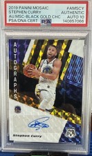 2019-20 Panini Mosaic Autograph Mosaic STEPHEN CURRY AUTO BLACK GOLD SSP /8 PSA