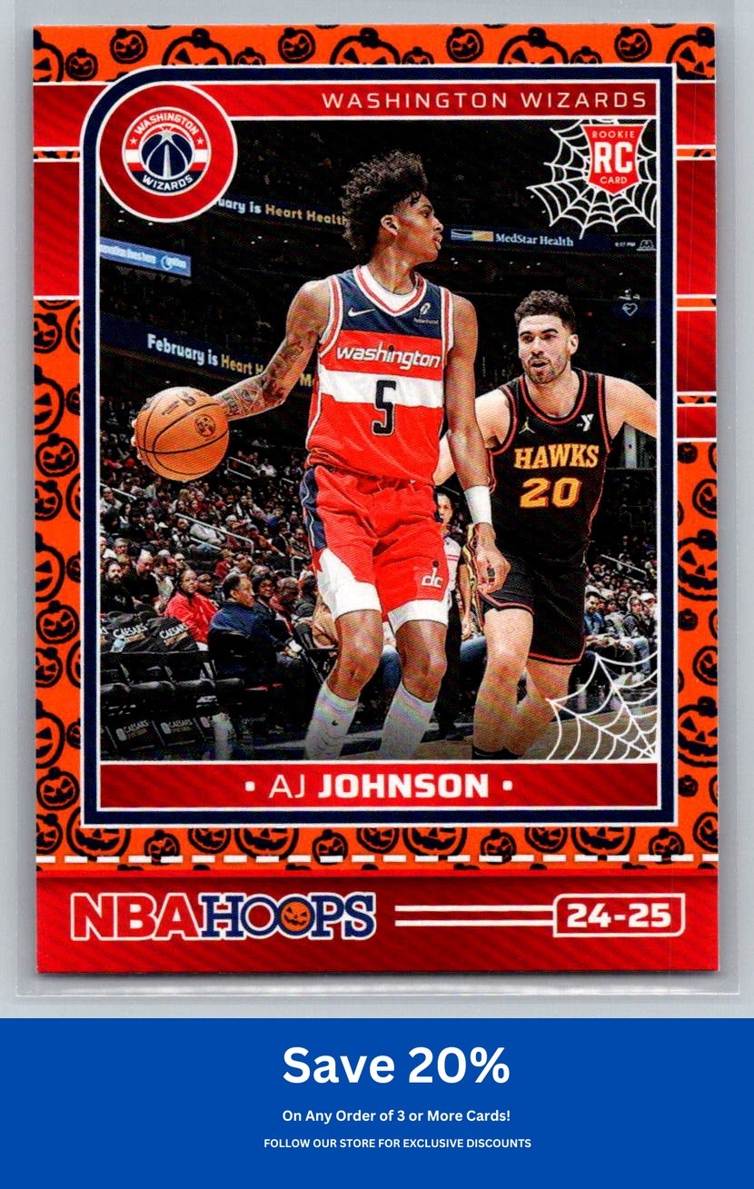 AJ Johnson Rookie 2024-25 Hoops Haunted Hoops #242 Orange Washington Wizards K49