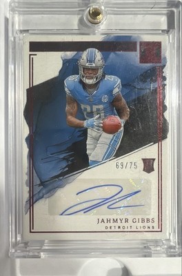 2023 Panini Impeccable - Rookie Autographs Jahmyr Gibbs #RA-JG Red /75 (AU, RC)