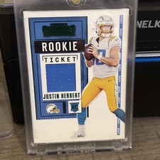 2020 PANINI CONTENDERS JUSTIN HERBERT ROOKIE TICKET JERSEY CARD. . rookie card picture