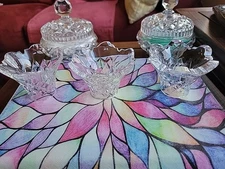 3Waterford Lismore Cross Cut Crystal Crown Bobeche 3”D X 2.25”H one chip on each