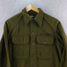 Vintage US Army Korea Era Wool Field Shirt Mens S Olive Drab Military