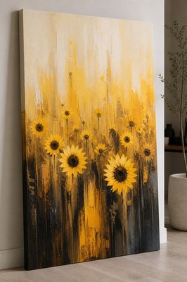 ICE ARMOR Large Canvas 24x36'' Sunflower Field Canvas Wall Art Bright Floral