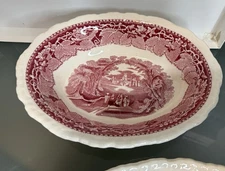 3 Mason’s Vista Pink  Bowl Oval 9 3/4” X 7.5” Serving Dish Vintage Red England