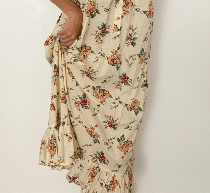 VESTIDO DE NOCHE VICTORIA'S SECRET COUNTRY Beige Floral Vestido Pradera Granja M Foto 4 de 4