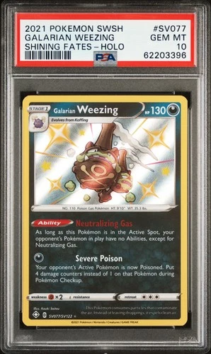 2021 POKEMON SWORD & SHIELD SHINING FATES #SV077 GALARIAN WEEZING-HOLO PSA 10