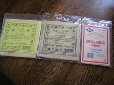Mixed Brands  Colors Lot of 3 AIDA CROSS STITCH FABRIC All Cotton 14 Count NIP 