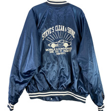 Vintage Nemesis Sportswear Bomber Jacket 2XL Blue Satin Embroidered Made in USA