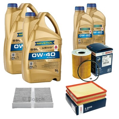 BOSCH Inspektionspaket 12L RAVENOL SSL 0W-40 für Mercedes GL-Klasse X164