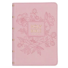 KJV Holy Bible, Compact Large Print Faux Leather Red Letter Edition Ribbon