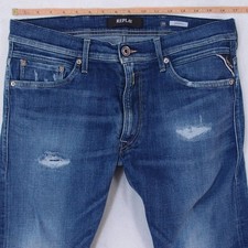 Hommes Replay MA931 JONDRILL Ajusté Skinny Élasthanne Bleu Jeans W34 L30