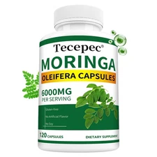 Moringa Oleifera Caps Pure Leaf Powder 6000mg Per Serving Balance Energy Levels