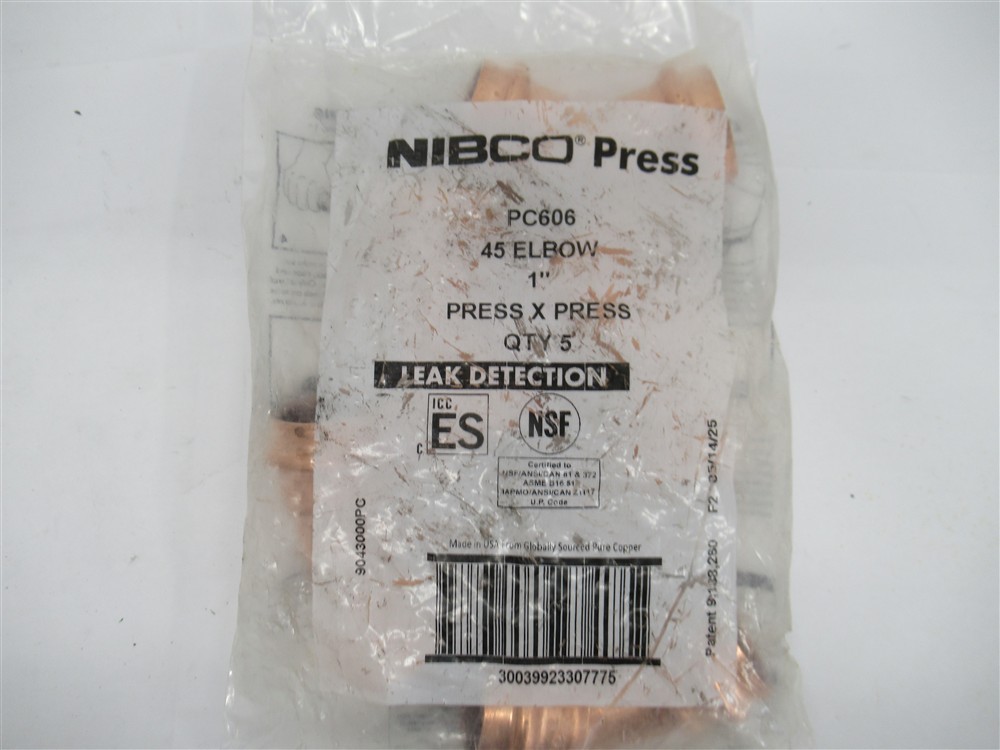 Nibco PC606 , 1" P x P Copper Elbow 45° (PK 5)