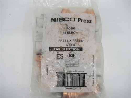 Nibco PC606 , 1" P x P Copper Elbow 45° (PK 5)