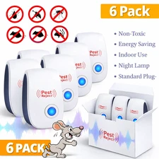 Ultrasonic Pest Repellers 6 Pack Control Electronic Plug-In Repellent Mice Rat