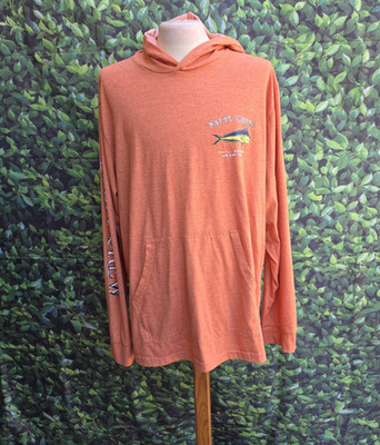 Salty Crew Hooded Fishing Shirt Men s Orange Mahi Graphic Lightweight 2XL