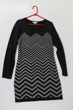 London Times L Gray chevron stripe bodycon Women's sweater Dress