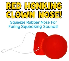 SQUEAKING RUBBER RED CLOWN NOSE Honking Ball Costume Circus Funny Squeak Rudolph