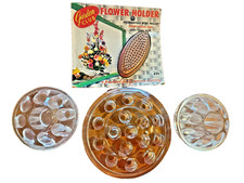 4 Vintage Flower Floral Frog Collection 1 Spiked 3 Glass