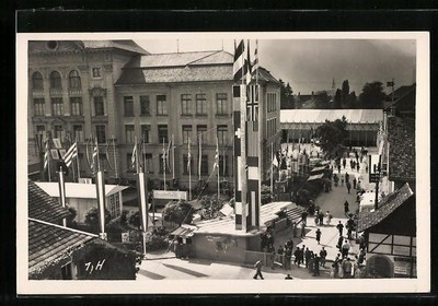 AK Dornbirn, Export- und Mustermesse, Messegelände aus der Vogelschau 1951 