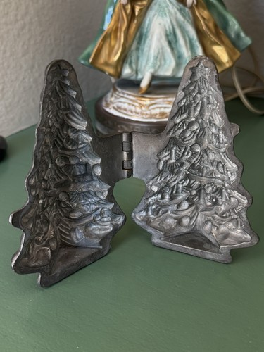Hinged Pewter Antique Christmas Tree Ice Cream Mold Fr. Krauss’ Son #614 Rare
