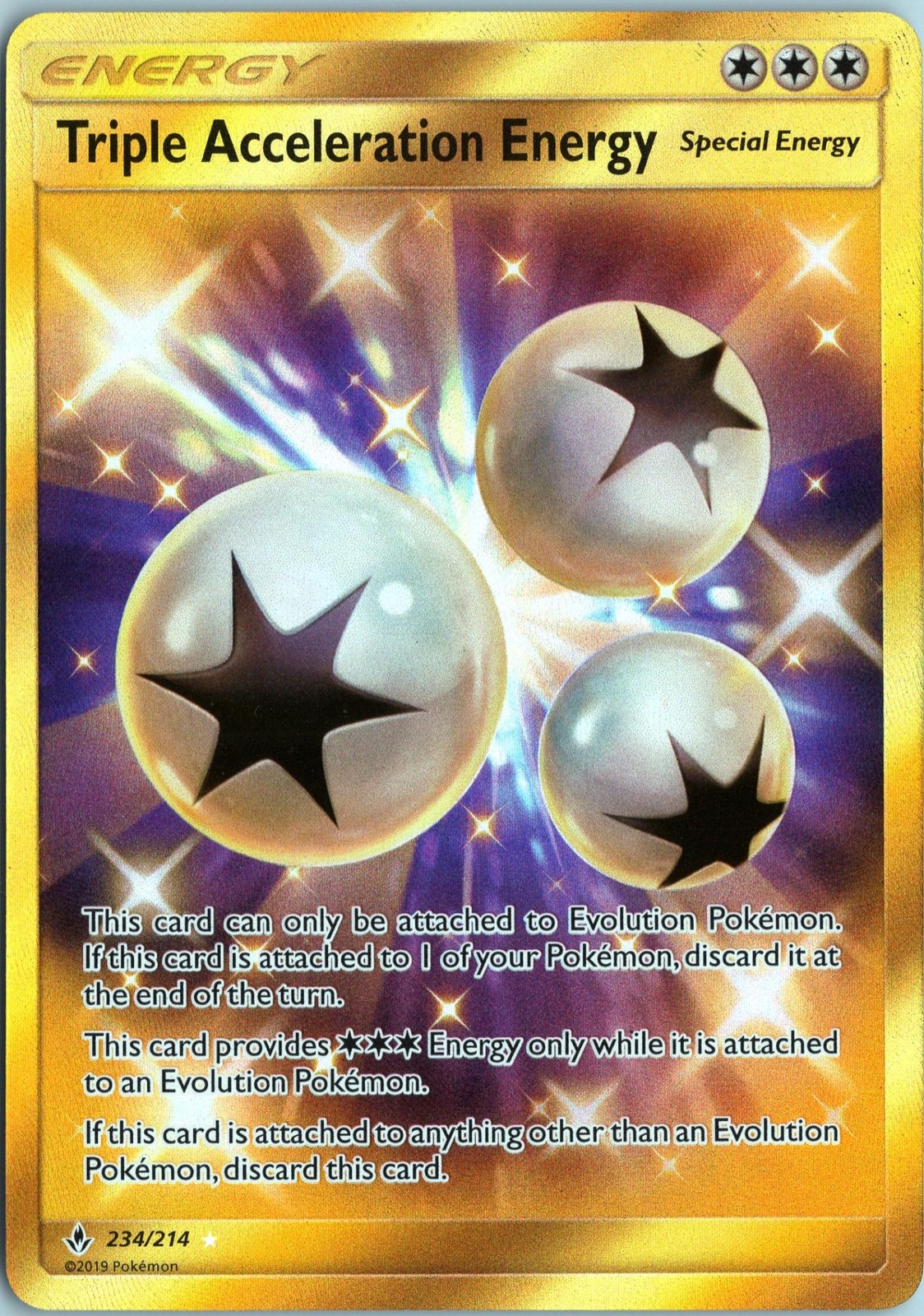 TRIPLE ACCELERATION ENERGY 234/214 SECRET RARE UNBROKEN BONDS POKEMON NM