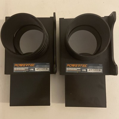 Set of 2 Powertec 70358 4 Inch Wall Mounting Blast Gate with Bracket, Threaded