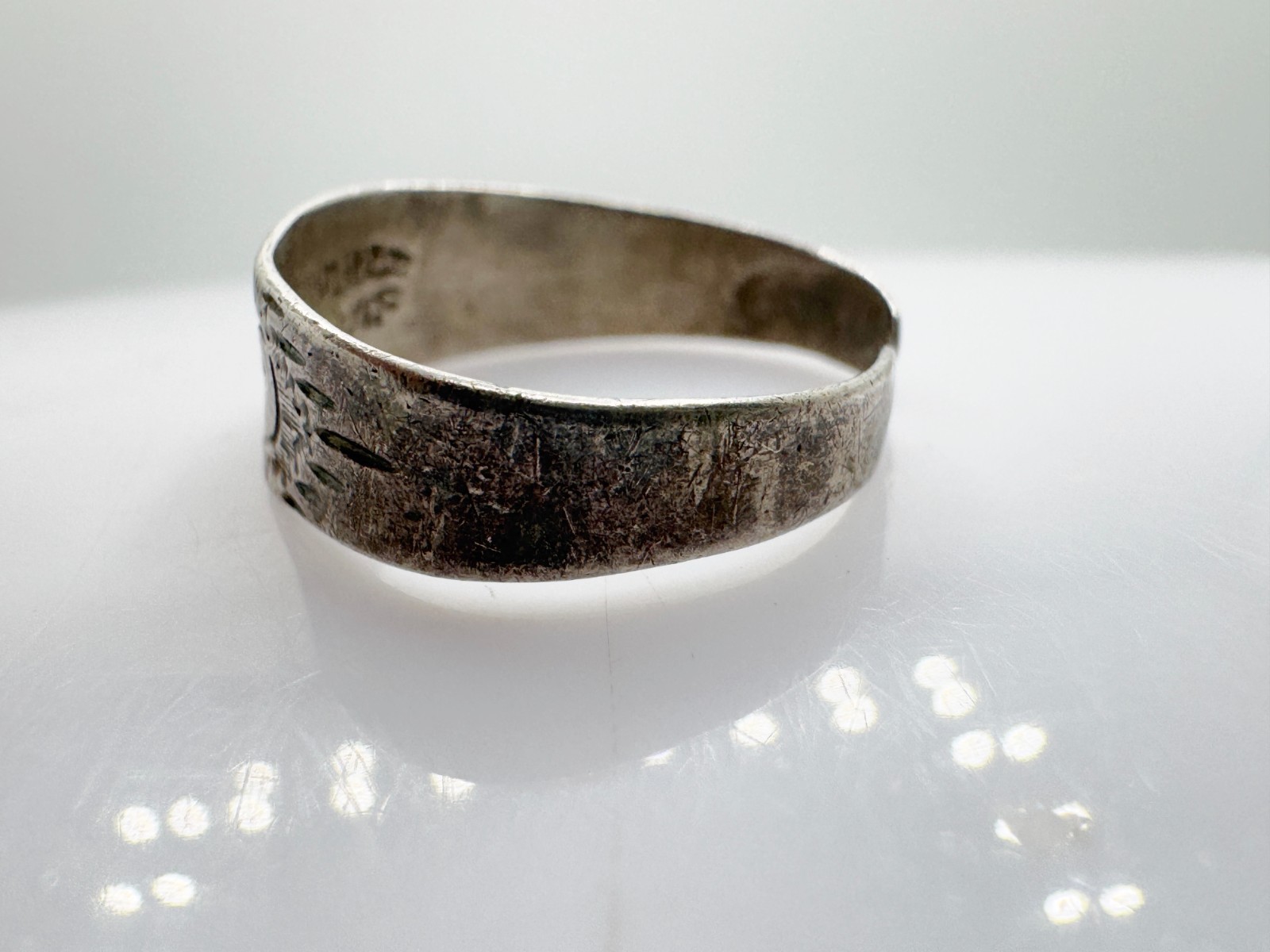 VINTAGE SOLID SILVER ETCHED FLOWER PATTERN OPEN B… - image 4