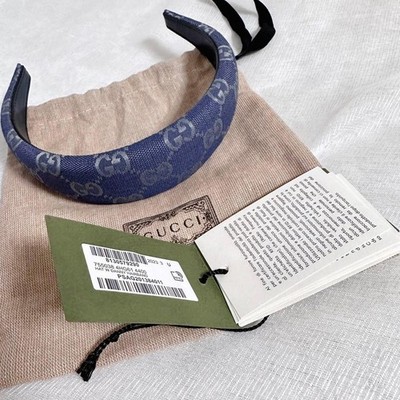 GUCCI Haarband GG Muster Blau Gebraucht mit Staubbeutel