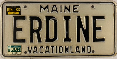 Vanity ERDINE ERDIN E license plate Turkish Turkey Name Verdine Erdi 1983 ME