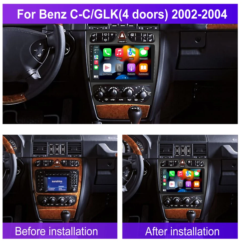 2+64GB Android 13 GPS Autoradio CarPlay Für Mercedes Benz C Klasse W203 W209 DAB - Bild 4 von 4