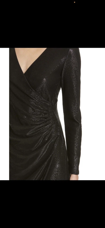 Vestido Emporio Armani Talla 48 Imitación Envoltura Milano Cuello en V Manga Larga Precio de venta sugerido por el fabricante $799 #J2 Foto 2 de 4