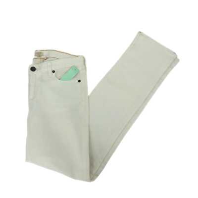 White Mid-Rise Straight-Leg Jeans | Size 29