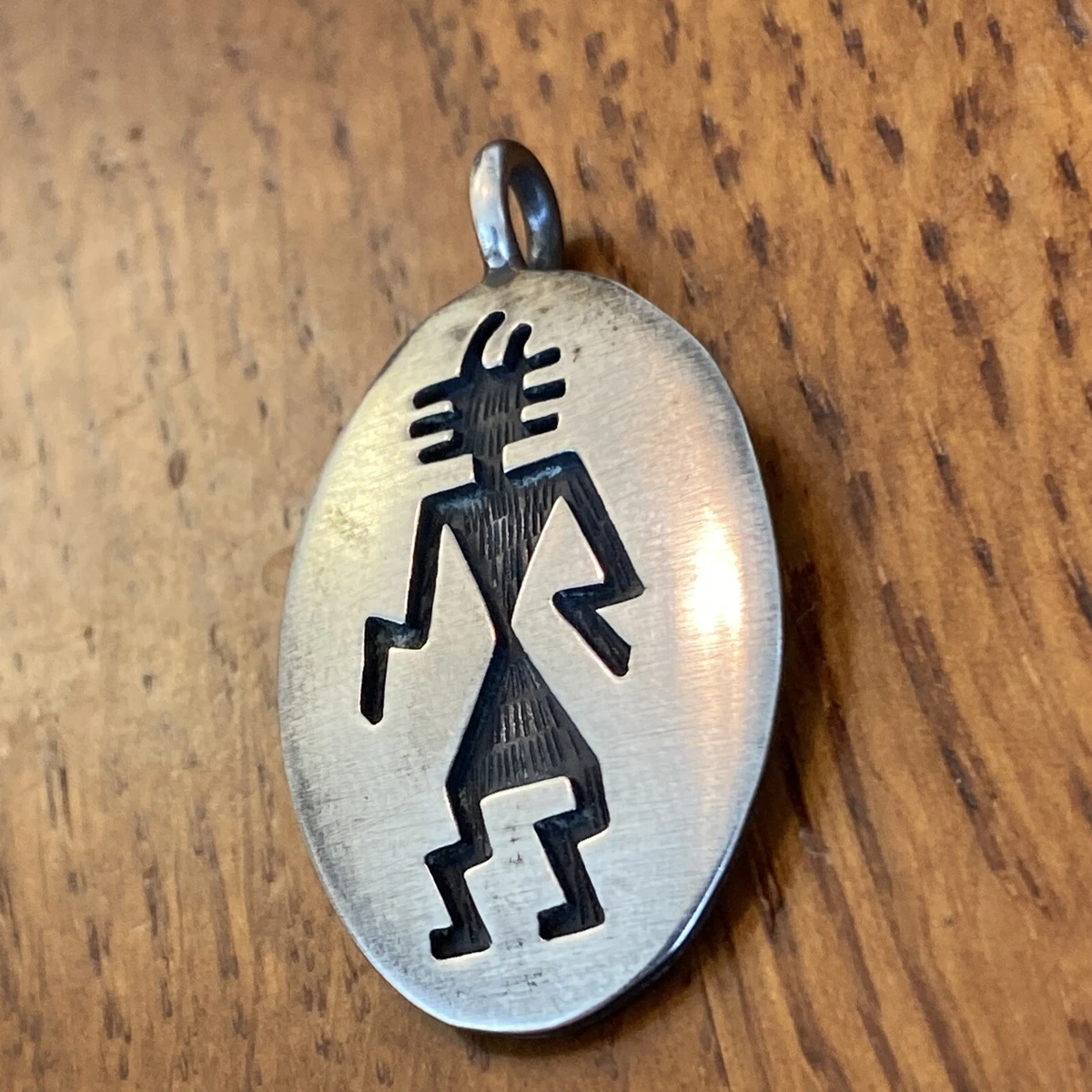 Manuel & Karen Hoyungwa vintage rare Hopi Sterling Silver Pendant Figural M