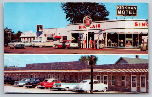 Kirkman Motel Sinclair Tankstelle Cabool Missouri MO Chrome 1955 Postkarte - Bild 1 von 2