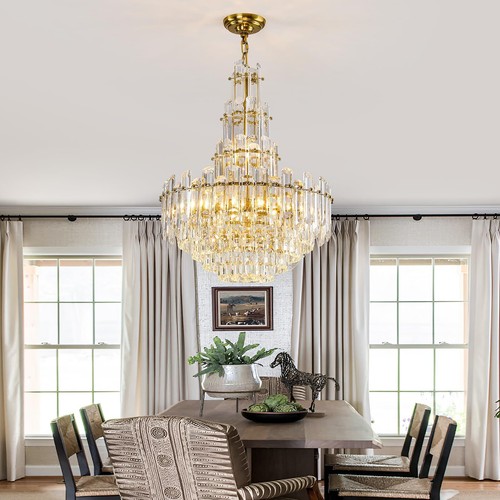 CVKASH Modern 4-Tier Crystal Chandelier Gold Adjustable Hanging Pendant Light... - Picture 6 of 9