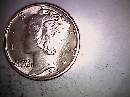 1943 P Mercury Dime Brilliant Uncirculated 90% Silver Coin Gem MS  FB.   X20