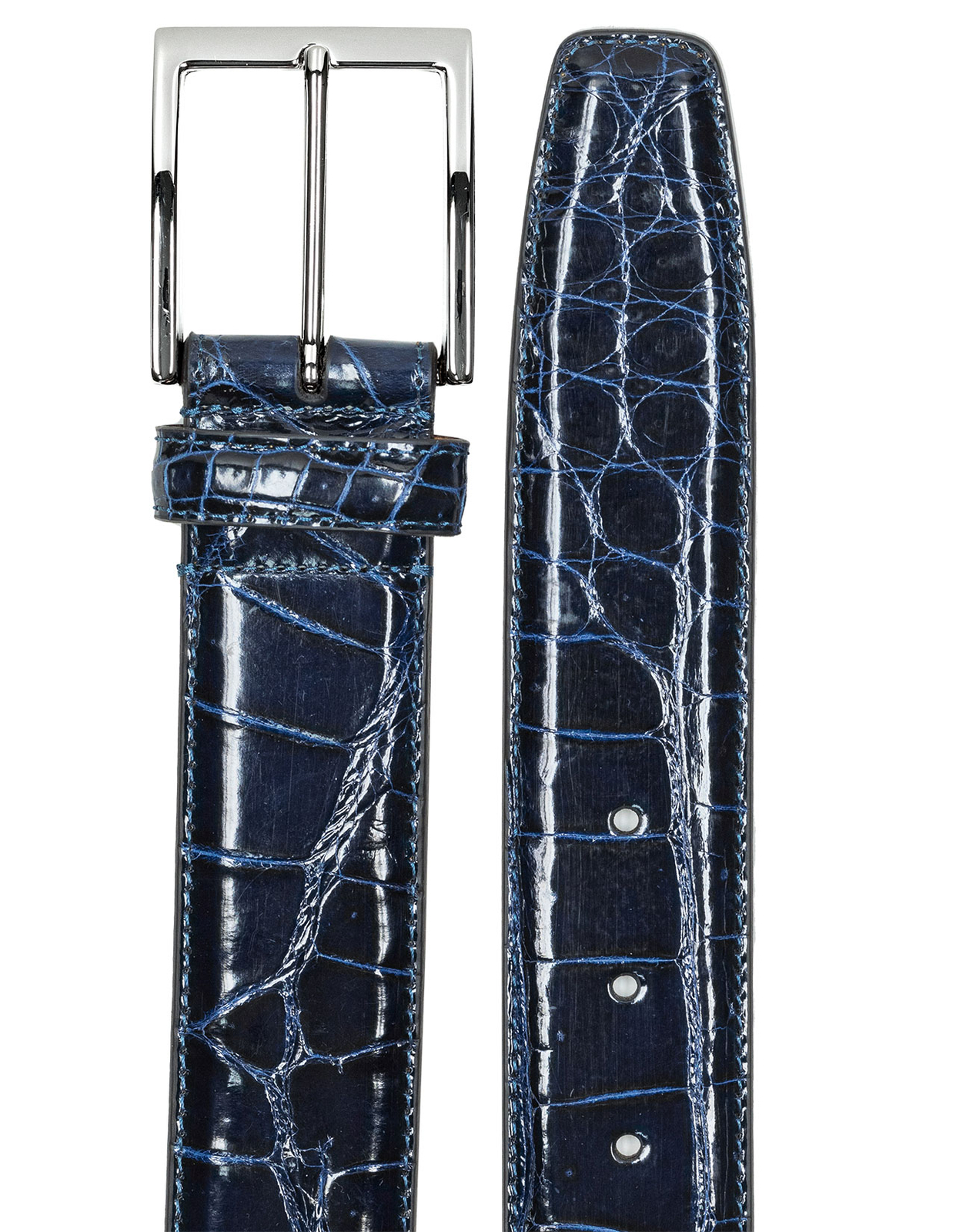 Sobs Men’s Dark Blue Alligator Leather Belt RegEUR890 – Stylish Luxury