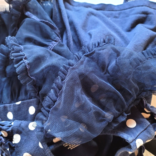 Circo Girls Dress Size 4T Navy Blue White Polka Dot Drop Waist Sheer Tulle Skirt - Picture 9 of 11