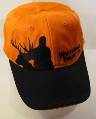 Whitetails Unlimited Hat Mens Blaze Orange Shadow Black Logo Buck 25th 2001 Cap