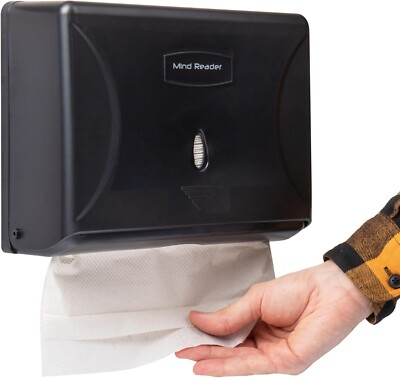 Mind Reader Paper Towel Dispenser, Tri-Fold Towel Holder, Restroom, Wall Mount,