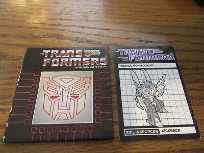 Trans Former Instruction Booklet 1985 ''Kick Back'' And Catalog Booklet
