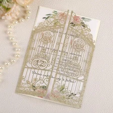 NEW! 50 Ct Gold Glitter Invite Kit w/envelope Wedding Birthday *READ*