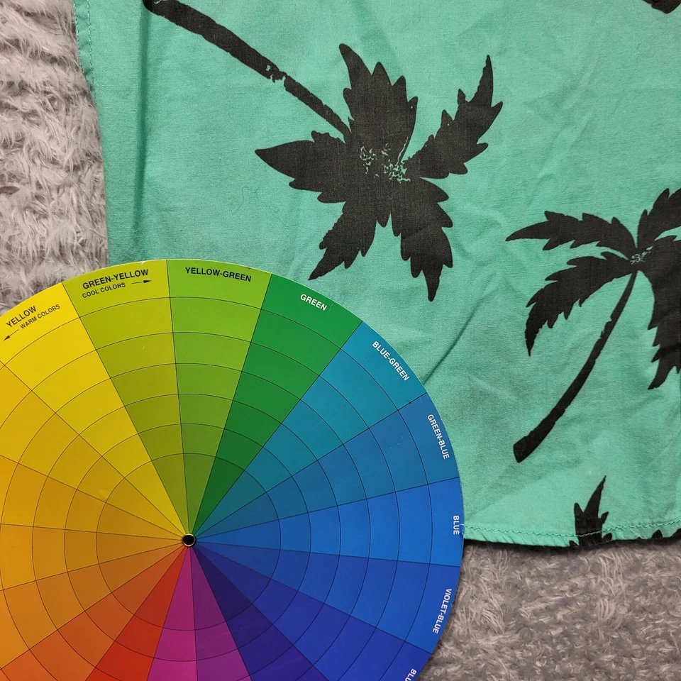 Camisa masculina de diversão moderna verde média palmeiras tropical havaiana - Imagem 2 de 4