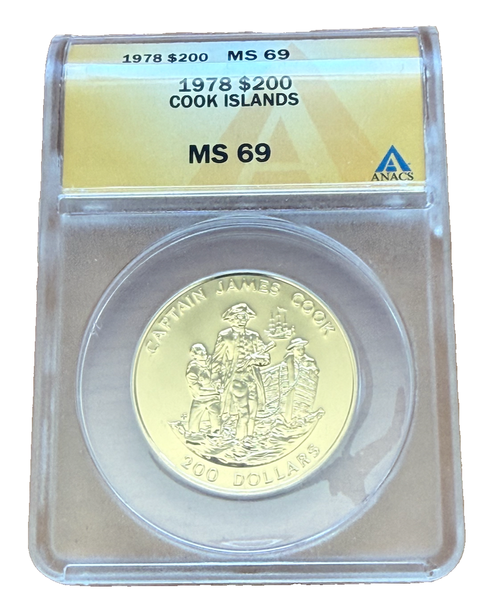 Cook Islands 1978 Gold $200 ANACS MS69 Captain James Cook | eBay