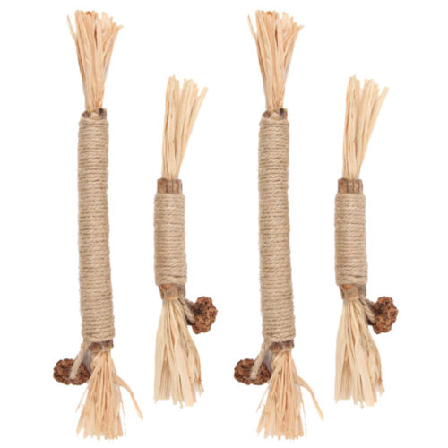 4 Pcs Wooden Rope Wear-resistant Cat Teaser Chewer Toy - 第 1/12 張圖片