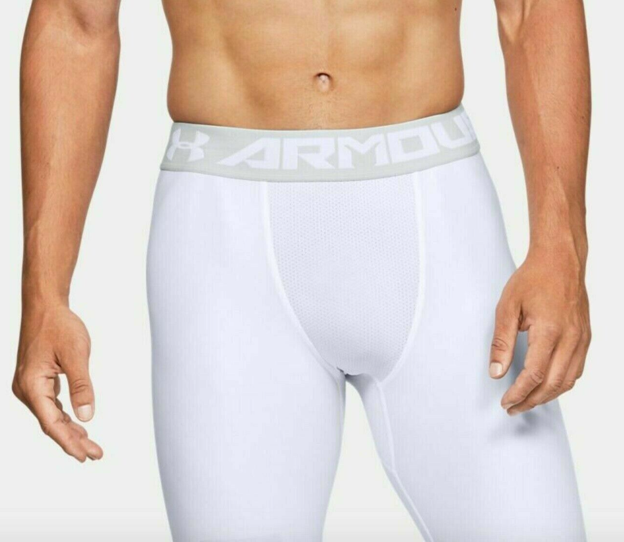 NWT GENUINE UNDER ARMOUR HEAT GEAR MENS WHITE COMPRESSION LEGGINGS STAY