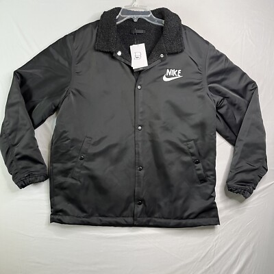 Nike Sportswear Jacket Mens Large Black Reversible Shag Satin Have A Nike  Day