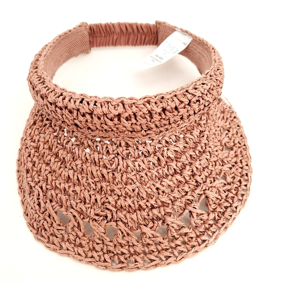 Time and Tru Women Visor Pink Mauve Textured Knitted Elastic Back Strap